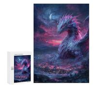 Puzzles pour Adultes Dragon Overlooking City at Night Puzzles pour Adultes - Jouets À Monter Soi-même, Amusants Et Originaux - Cadeaux Uniques pour Un Anniversaire Ou Noël 300 PCS