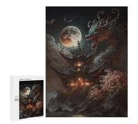 Puzzles pour Adultes Dragon Temple Moonlit Night Puzzles pour Adultes : Anti-Stress, Difficile Et Stimulant, pour des Soirées Jeux en Famille 500 PCS