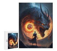 Puzzles pour Adultes Dragon Vs. Warrior Epic Fantasy Battle Puzzle pour Adolescents Améliore La Mémoire Difficile Et Stimulant Idéal comme Cadeau 500 PCS