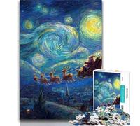 Puzzles pour Adultes du Père Noël dans Le Ciel Nocturne, 1 000 pièces, Jeu Familial Difficile, Anti-Stress, défi Difficile, Cadeaux Secrets du Père Noël (50x75cm)