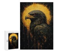 Puzzles pour Adultes Eagle Portrait with Golden Halo Puzzle pour Adultes, Jeu Familial, Défi Difficile, Cadeaux pour Les Amis Et La Famille 300 PCS