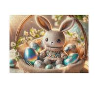 Puzzles pour Adultes Easter Basket with Bunny-2 Jeu De Puzzle Et Casse-tête pour Adultes, Cadeau d'anniversaire Idéal 1000pcs(52x38cm)