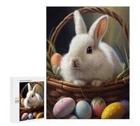 Puzzles pour Adultes Easter Basket with Bunny Puzzles pour Adultes - Décoration Murale - Cadeaux Souvenirs pour Vos Proches 500 PCS