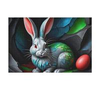 Puzzles pour Adultes Easter Bunny with Eggs-7 Puzzles pour Adultes, Jouet, Décoration Murale, Cadeaux pour Femmes, Idéal comme Cadeau 1000pcs(75x50cm)