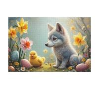 Puzzles pour Adultes Easter Fox and Chick Scene Puzzles pour Adultes, Jouet, Décoration Murale, Cadeaux pour Femmes, Idéal comme Cadeau 1000pcs(75x50cm)