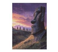 Puzzles pour Adultes Easter Island Statues Sunset Puzzles Jeux Relaxants Découpe De Précision Cadeaux pour Les Amis Et La Famille 1000pcs(52x38cm)