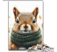 Puzzles pour Adultes Écureuil Portant Une écharpe Difficile à compléter mais Amusant et Humoristique Décoration d'intérieur Unique et Cadeaux 70x100cm