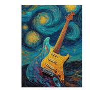 Puzzles pour Adultes Electric Guitar in Starry Night Puzzle pour Adultes - Jeu Manuel pour Améliorer La Mémoire - Cadeaux Uniques pour Un Anniversaire Ou Noël