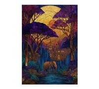 Puzzles pour Adultes Elephant and Castle Stained Glass Art Puzzle pour Adultes - Jeu Manuel - Améliore La Mémoire - Cadeaux d'anniversaire Et Cadeaux Uniques 38x26cm/1000pcs
