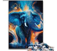 Puzzles pour Adultes Éléphant Bleu Puzzles en Bois Taille 50x75cm Casse-tête éducatif, Décoration Artistique pour la Maison et Le Bureau, 14 Ans et Plus