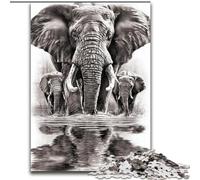 Puzzles pour Adultes éléphant Noir et Blanc 1000 pièces, Jeux éducatifs et Difficiles, décoration d'intérieur, Cadeaux Uniques (26x38cm)