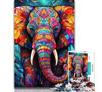 Puzzles pour Adultes Éléphant psychédélique 1000 pièces Puzzles pour Adultes et Adolescents, Difficiles et imbriqués avec des pièces de Formes aléatoires 50x75cm