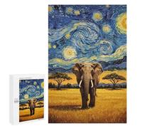 Puzzles pour Adultes Elephant Under Starry Night Sky Painting Puzzles pour Adultes - Décoration Murale - Cadeaux Souvenirs pour Vos Proches 1000 PCS