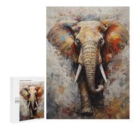 Puzzles pour Adultes Elephant Walking in Paint Puzzles pour Adolescents, Jouets Anti-Stress, Décoration Murale, Cadeaux Uniques pour Anniversaire Et Noël 500 PCS
