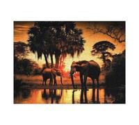 Puzzles pour Adultes Elephants at Sunset in The Wild Puzzles pour Adultes Jeu Manuel Cadeau d'anniversaire Cadeau d'anniversaire, Cadeaux, 52x38cm/1000pcs