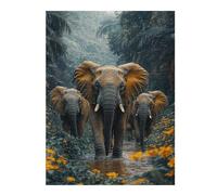 Puzzles pour Adultes Elephants Walking Through Jungle Stream Puzzles pour Adultes, Jouet, Décoration Murale, Cadeaux pour Femmes, Idéal comme Cadeau 1000pcs(52x38cm)