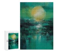 Puzzles pour Adultes Emerald Horizon - Abstract Sun and Water Reflection Puzzles pour Adultes - Jeux De Détente - Défi Difficile À Relever 300 PCS