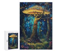 Puzzles pour Adultes Enchanted Forest Glowing Mushrooms Puzzle pour Adolescents Améliore La Mémoire Difficile Et Stimulant Idéal comme Cadeau 300 PCS