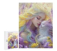 Puzzles pour Adultes Enchanted Garden with Fantasy Cat Puzzles pour Adolescents Cadeau d'anniversaire Stimule Le Cerveau Jeu Stimulant Cadeaux 500 PCS