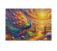 Puzzles pour Adultes Enchanted Peacock Sunset Puzzle pour Adultes, Jouet, Décoration Murale, Cadeau d'anniversaire Amusant Et Humoristique, Cadeaux, 1000pcs(38x26cm)
