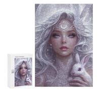 Puzzles pour Adultes Enchanted White Fantasy Bunny Puzzle pour Adolescents Améliore La Mémoire Difficile Et Stimulant Idéal comme Cadeau 300 PCS