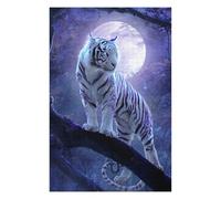 Puzzles pour Adultes Enchanted White Tiger Moonlit Forest -1 Puzzle pour Adultes, Décoration Murale, Découpe De Précision, Cadeaux d'anniversaire Et Cadeaux Uniques 1000pcs(75x50cm)