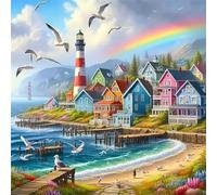 Puzzles pour Adultes Enfant 35 pièces Ville Portuaire 30x30cm, Jigsaw Puzzle Adulte 35 Pieces Jeu éducatif Défi Jouet, Puzzles Familiaux de Divertissement à Domicile