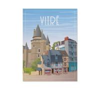 Puzzles pour Adultes Enfants 1000 Pièces Puzzle，Affiche de Voyage Vintage de Vitré en France，Jeu De Puzzle Difficile（38x26cm）-BN7