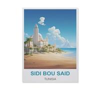 Puzzles pour Adultes Enfants 1000 Pièces Puzzle，Sidi BOU Said Tunisie，Jeu De Puzzle Difficile（75x50cm）-IA18