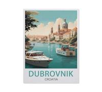 Puzzles pour Adultes Enfants Puzzle 1000 Pièces，Affiche de Voyage Vintage de Dubrovnik, Croatie，Jeu De Puzzle Stimulant（50x70cm）-BG49