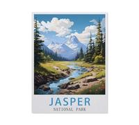 Puzzles pour Adultes Enfants Puzzle 1000 Pièces,Jasper National Park Vintage Travel Poster,Jeu De Puzzle Stimulant(38x26cm)-AP9