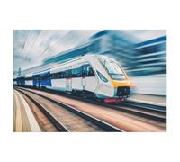 Puzzles pour Adultes Enfants Puzzle 1000 Pièces，Train à Grande Vitesse en Mouvement à la Gare au Coucher du Soleil，Puzzles Jeu De Puzzle Stimulant（50x70cm）-T39