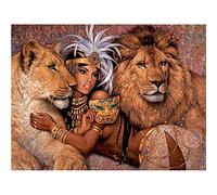 Puzzles pour adultes, enfants, puzzles en papier avec une famille d'amis pour enfants Jeu à la maison Jouets éducatifs Femme et lion Profitez de la vie de divertissement en jouant à l'extérieur de la