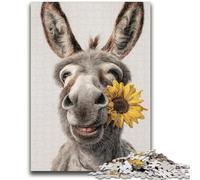 Puzzles pour Adultes et Adolescents, 1 000 pièces, Âne Tenant Un Tournesol, Jouets éducatifs et éducatifs, Jeux familiaux, renforce l'amour Entre Couples, 38x26cm