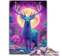 Puzzles pour Adultes et Adolescents, 1 000 pièces, Art psychédélique et visionnaire du cerf, Jeu éducatif et Stimulant pour Toute la Famille, pour Anniversaire et Noël, 50x75cm