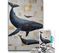 Puzzles pour Adultes et Adolescents, 1 000 pièces, Baleine dorée, Jeu Stimulant, idéal comme Cadeau pour Toute la Famille, 38x26cm