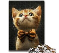 Puzzles pour Adultes et Adolescents, 1 000 pièces, Chat avec Un nœud, Jouets éducatifs, Anti-Stress, Convient pour la décoration de Bureau, 50x75cm