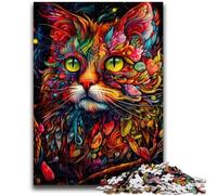 Puzzles pour Adultes et Adolescents, 1 000 pièces, Chat coloré, Jeu Stimulant et éducatif en Famille pour Anniversaire et Noël, 50x75cm