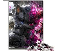 Puzzles pour Adultes et Adolescents, 1 000 pièces, Chaton Diable, entraînez Votre Cerveau et Vos Mains, Cadeaux d'anniversaire et Cadeaux Uniques pour Les 14 Ans et Plus, 50x75cm