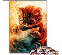 Puzzles pour Adultes et Adolescents, 1 000 pièces, Chaton lisant Un Journal, pour Les Plus de 14 Ans, Jeu éducatif, défi, Cadeau d'anniversaire (Taille 50x75cm)