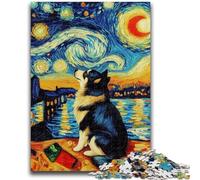 Puzzles pour Adultes et Adolescents, 1 000 pièces, Chien de la Nuit étoilée, pour Les Plus de 14 Ans, Cadeaux intéressants pour la réduction du Stress, pour Les Amis et la Famille, 26x38cm
