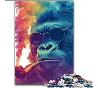 Puzzles pour Adultes et Adolescents, 1 000 pièces, chimpanzé Fumeur, Jeu Stimulant, idéal comme Cadeau pour Toute la Famille, 38x26cm