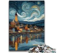 Puzzles pour Adultes et Adolescents, 1 000 pièces, Ciel Nocturne, Ville, Paysage Urbain, Jouets de Divertissement Familial, idéal comme Cadeau pour Toute la Famille 14 Ans et Plus, 50x75cm