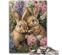 Puzzles pour Adultes et Adolescents, 1 000 pièces, Lapins dans Le Jardin, pour Les Plus de 14 Ans Cadeaux intéressants pour la réduction du Stress, pour Les Amis et la Famille, 26x38cm