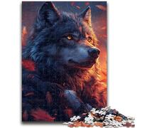 Puzzles pour Adultes et Adolescents, 1 000 pièces, Loup au Coucher du Soleil, Jouets éducatifs, Jeux familiaux, renforce l'amour Entre Couples, 38x26cm