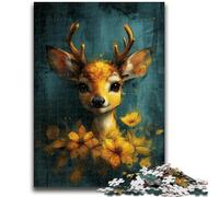 Puzzles pour Adultes et Adolescents, 1 000 pièces, Mignon Petit cerf Jaune, Jouet éducatif et décompressant, Superbes Cadeaux et Jouets, 26x38cm