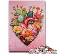 Puzzles pour Adultes et Adolescents, 1 000 pièces, Motif cœur végétal, Jeu éducatif, Jouet de défi, décoration Murale, Cadeaux Uniques pour Anniversaire et Noël, 38x26cm