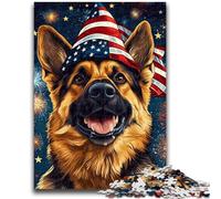 Puzzles pour Adultes et Adolescents, 1 000 pièces, Motif Drapeau américain, Berger Allemand, Jouet éducatif et décompressant, idéal comme Cadeau, 26x38cm