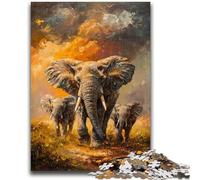 Puzzles pour Adultes et Adolescents, 1 000 pièces, Motif éléphant Africain, pour Les Plus de 14 Ans Cadeaux intéressants pour la réduction du Stress, pour Les Amis et la Famille, 26x38cm