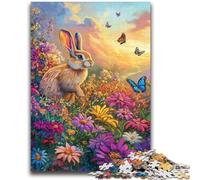 Puzzles pour Adultes et Adolescents, 1 000 pièces, Motif Fleurs et Lapins, Jouet éducatif et décompressant, idéal comme Cadeau, 26x38cm